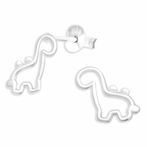 Monkimau Dino Ohrstecker Ohrringe aus 925 Silber Schmuck Silberohrringe Medizinisch für Kinder Mädchen Damen Frauen