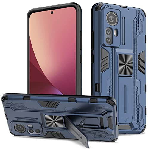 Btstring Cover per Xiaomi 12, Militare Custodia con Stand Supporto Bumper Antiurto Case, TPU+PC Dual Layer Custodia - Blu