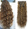 Gairyan Clip in Extensions wie Echthaar günstig Haarteile 6 Teile Set 50cm Haarverlängerung Haarteile Clip in Haare Extension Synthetische Gewellt Wellig Lang Lockig, Mittelbraun & Dunkelblond