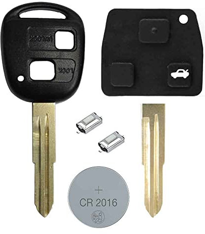 RKFUK® DIY Repair Kit Replacement 2 Button Remote Car Key Fob Case TOY41 Blade 2 Micro Switches New Battery Rubber Buttons pad for Toyota Yaris Celica MR2 Rav4 Hiace Hilux Keys Fobs Cars Vans