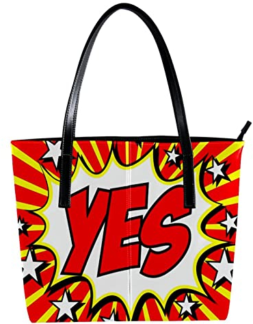 Pop-Art-Handtasche, Kunstleder, personalisierbar, Rot, mehrfarbig