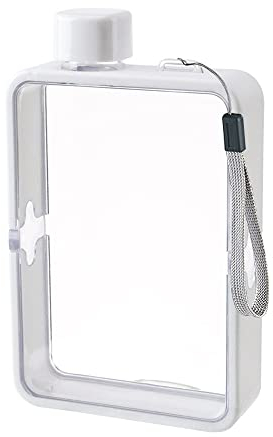 MiOYOOW Flache Wasserflasche,Leicht Flache Trinkflasche im A5 Notizbuch Formatim Tragbar Auslaufsichere Flat Water Bottle für Schulsport Reisen Essenszeit