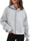 Timuspo Sweat à Capuche pour Femmes, avec Fermeture éclair, pour l’Automne et l’Hiver, Gris, L