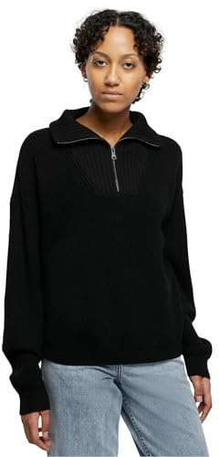 Urban Classics Damen Sweatshirt Ladies Oversized Knit Troyer Black 5XL