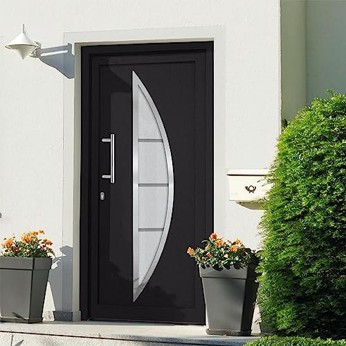 Homgoday Porta di Ingresso Antracite 108x208 cm, Mobili per Interno Esterno Casa Soggiorno