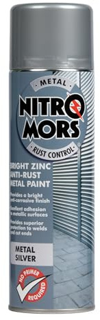 Nitromors Anti-Rust Metal Spray Paint, No Primer Required, Bright Zinc, 500 ml