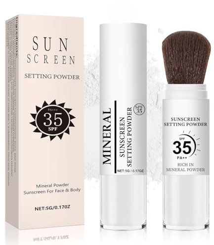 Lemonsac Poudre minérale fixatrice avec protection solaire, poudres translucides avec FPS 35, poudres minérales avec pinceau, finition mate naturelle avec contrôle de la graisse, #03 blanc 1 once