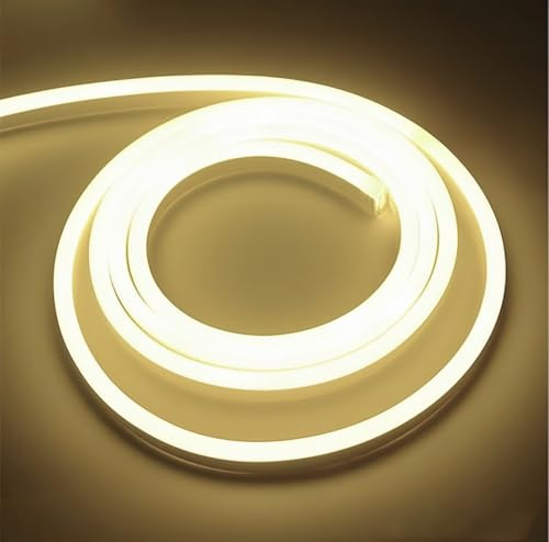ONSSI Neon LED-Streifen 220V (Neutralweiß,7 Meter),12W/m COB-Lichtschlauch mit hoher Helligkeit,jeder Schnitt von 10 cm,IP65 mit Schaltersteckdose und Aufkleber,Neon-LED für den Innen-und Außenbereich