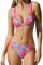 CUPSHE Ensemble bikini deux pièces pour femme avec col en V, taille basse, croisé dans le dos, bretelles fines, motif floral rose, Taille M