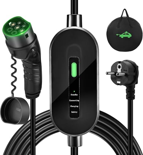 Evjuicion Chargeur Voiture Electrique 3,68kW, 6M EV Chargeur Type 2 16A, Câble Recharge Voiture Electrique Rapide, vec Voyant LED,IP65, IEC 62196-2, Compatible avec EV/PHEVs