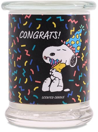 Peanuts Duftkerze im Glas | Duftkerze Congrats | Geschenke für Frauen | Duftkerze Fruchtig | Deko für Zuhause | Kerze im Glas mit hoher Brenndauer bis zu 50h