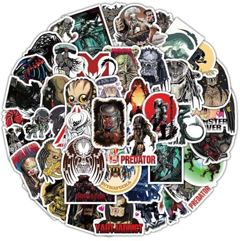 50 Stück Predator Aufkleber Auto Laptop Telefon Gitarre Skateboard Motorrad Fahrrad Predator Stickers Set Vinyl Wasserdicht Aesthetic Aufkleber für Jugendliche Kinder Erwachsene