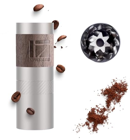1Zpresso Q Manual Coffee Grinder, Mini Slim Travel Sized Fits in the plunger, Stainless Steel Conical Burr, Numerical Adjustable Setting for Pour Over French Press Cold Brew