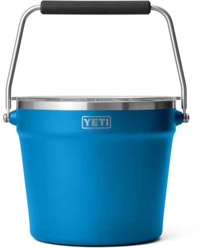 YETI Rambler Beverage Bucket, Double-Wall Vacuum Insulated Ice Bucket with Lid, Big Wave Blue