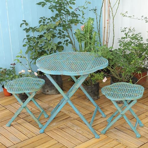 NRNQMTFZ Gartenmöbel Set, klappbar, 3-teilig,klappbares Balkon-Set Gartenmöbel Bistro-Set Metall-Bistro-Set Balkon geeignet für Garten(Green)