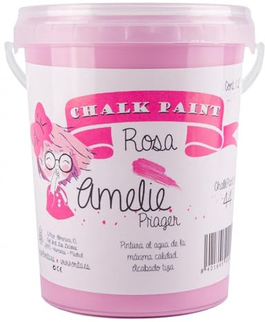 IberNorma Amelie Prager 1 Litro Pintura a la Tiza para muebles, Chalk paint para decoración y manualidades en madera 1L (44 Rosa)
