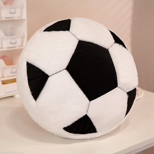champracer 35cm 3D Runde Kissen Plüsch Ball Dekokissen Kugelförmige Wurfkissen Rundes Ballkissen Rundes Ballkissen Plüsch für Wohnzimmer Schlafzimmer Zierkissen (Fußball)