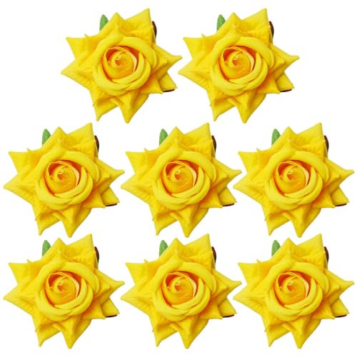 Topbuti 8 horquillas para el pelo con diseño de rosas, 2.75 pulgadas, flores mexicanas, tocados para mujeres y niñas, Halloween, boda, San Valentín, día de la madre, regalo (amarillo)