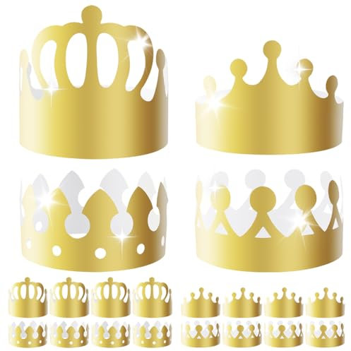 20 Stück Goldenen Papierkronen, Verstellbar Geburtstagshut, Geburtstagskrone Kinder Erwachsene, 4 Stile Geburtstag Krone, Geeignet für Geburtstagsparty, Baby Shower Foto Requisiten, Diy Partyhüte