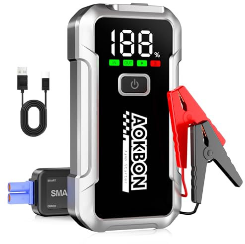 AOKBON Avviatore Batteria Auto 4000A 16800mAh Portatile Avviatore Emergenza per Moto 12V Starter Batteria Auto per Fino a 10.0L Ges o 9.0L Diesel con Torcia a LED e Schermo LCD