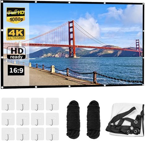 Proyector De Pantalla, Pantalla De Proyección 150 Pulgadas 16:9 4K HD Pantalla De Proyección Portátil Plegable Antiarrugas Pantalla De Proyección 330x187cm DiseñO Compacto Ideal para Cine En Casa