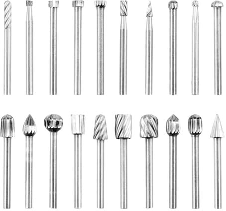 Juego de 20 Brocas para Tallar Madera, Juego de Brocas para Fresadora de Madera, Herramienta Rotativa, Fresa de Madera para Taladro, Fresadora para Bricolaje, Carpintería, Tallado, Taladro, Vástago