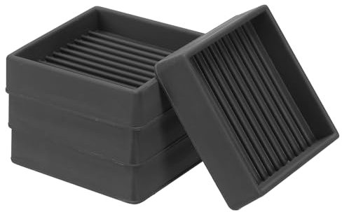PATIKIL 2x2 Square Rubber Furniture Pads, 4 Pack Non Slip Caster Cups Anti Skid Floor Protectors for Furniture Feet Bed Couch Chair Table Stopper, Black