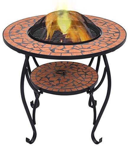 Homgoday Tavolino con braciere in ceramica terracotta 68 cm braciere esterno per giardino grande di spessore ciotola per falò all'aperto per giardini, cortili, parchi, cortili