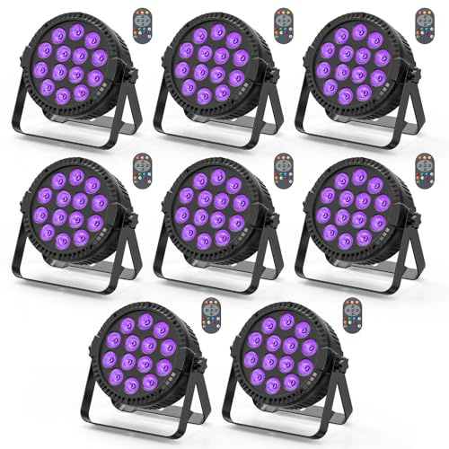 DELIBANG 8 Stück 14 x 6 W RGBW DMX Party Lichter mit Fernbedienung/Auto/Sound 14 LED Bühnenlicht DJ Licht für Bar KTV Hochzeit Halloween Weihnachten