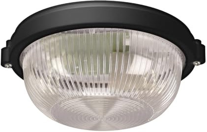 Licht-Erlebnisse Deckenleuchte außen rund D: 18 cm klein IP65 Schwarz für E27 maritim Feuchtraumleuchte Kellerlampe Badezimmerlampe