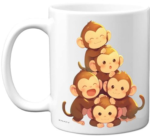 Monkey Gifts - Pyramid of Animals - Happy Birthday Gifts Monkey Mother's Day Presents, Gift Father's Day, 11oz Ceramic Dishwasher Safe Premium Mugs