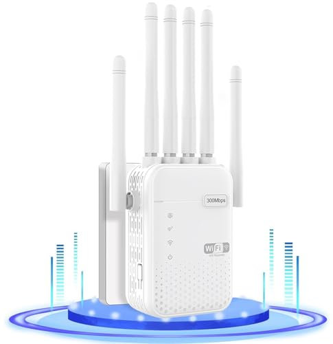 Répéteur WiFi,Repeteur WiFi Puissant,Amplificateur WiFi avec 6 Antennes,2 Ports LAN,Mode Répéteur & Routeur & AP,WiFi Extender Couverture WiFi de 300 m²,Facile à Installer