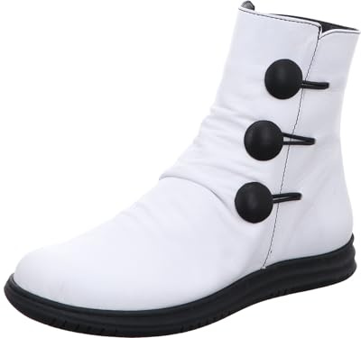Gemini Damen Stiefelette aus Leder in Geraffter Optik mit Knöpfen 337072-02