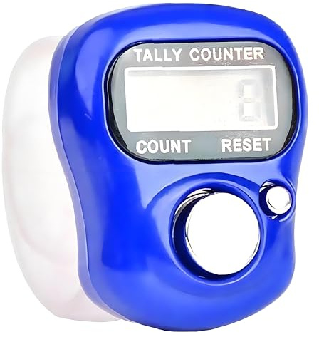 Kryoflare 5 Digit LED Digital Row Counter, Handheld Tally Counter with Ring Electronic Click Counter for Golf and Lap Counting (Blue)