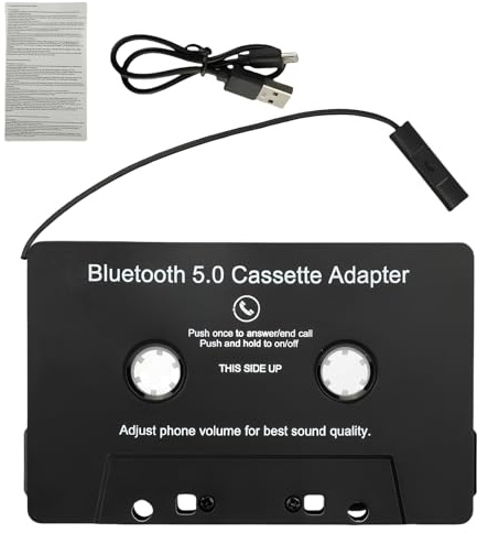 Auto Audio Bluetooth Kassette zu AUX-Empfänger, Kassetten Adapter für Autoradio, 5.0 Audio Kassetten für das Auto, KFZ-Kassettenadapter mit Smartphones, Tablets, MP3-Player, Schwarz