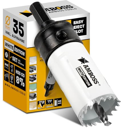 Scie cloche de 35 mm – Enclume bi-métal (avec douille standard à 6 pans), idéale pour boîte murale creuse, spot LED, prise en plaques de plâtre/bois