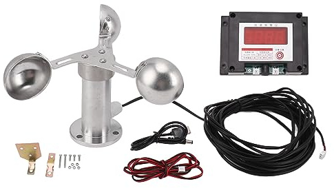 Asixxsix Anemometro Alla Gru a Torre, a 3 Pale a Ventola Crovalo per la velocità del v ento Anemometro Allarme, Sensore di Monitoraggio della velocità del v ento per la Misurazione