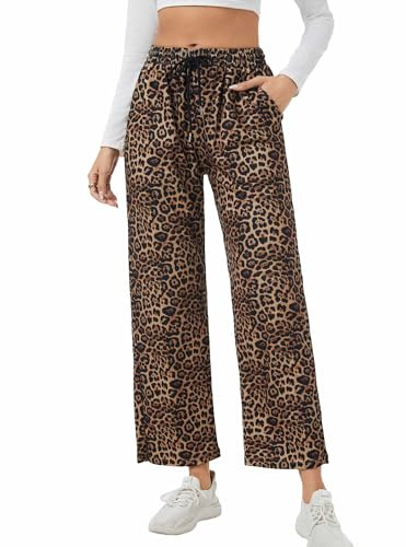adorence Pantalon Jogging Femme Taille Haute Décontracté Large avec Poche, Pantalon de Survêtement Sport, pour Détente, Yoga, Fitness