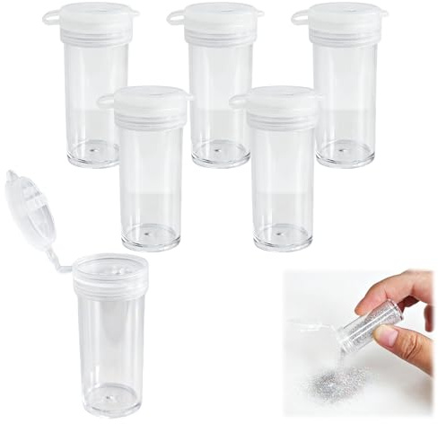 Juego de 6 saleros de plástico, extrapequeños, botellas pequeñas de sal y pimienta - Mini Dispensadores de Especias para Viaje y Camping - Botellas de Pimienta Portátiles - para Fiambreras y Bento Box
