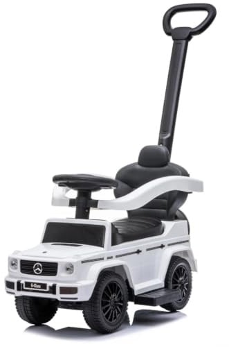 VROOOMY Mercedes G63 AMG 2-in-1 Rutschauto mit Schiebestange, 1–3 Jahre, Weiß