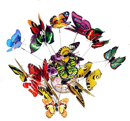 50 Pieces Colorful Garden Butterflies On Sticks Butterfly Stakes Decorations, for Patio Ornaments Plant Outdoor Lawn Yard Decor