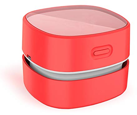 ODISTAR Desktop Vacuum Cleaner,Mini Table dust Sweeper Energy Saving,High Endurance up to 400 mins,Cordless&360º Rotatable for Cleaning Hairs,Crumbs,Computer Keyboard of Kids Gift(Red Charging)
