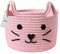 Inwagui Baumwolle Seil Aufbewahrungskorb Faltbar Kinderzimmer Aufbewahrungsbox Baby Spielzeug Organizer Windeltasche Katzenmuster Dekorativer Korb - Rosa