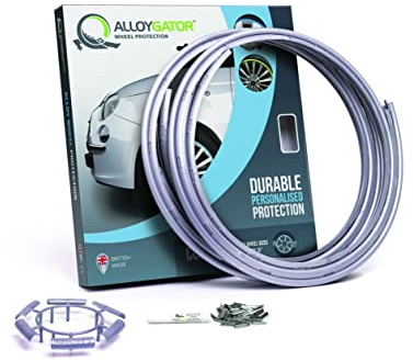 AlloyGator Felgenschutz Silber – Schützt vor Bordsteinschäden & Kratzern | Passend für Felgen bis 15 | Für alle Fahrzeugtypen | Ohne Klebstoff | 15 Farboptionen