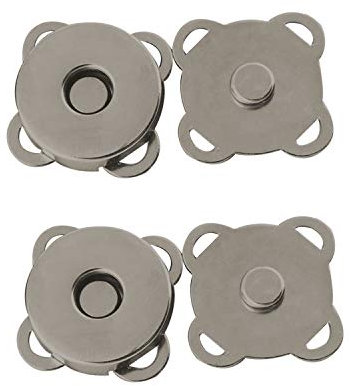 Trimming Shop Sew On Flower Magnetic Press Stud Clasps for Leather Craft, Lightweight 2-Part Snap Fasteners for Sewing, Bags, Clothing Repair, Crafts & DIY Projects (18mm, Gunmetal Black, 2pcs)