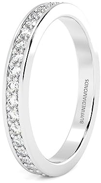 2.0mm Heavy 0.50 Carat Round Diamond Pave Set Full Eternity Ring in White Gold