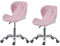 CLIPOP Lot de 2 Chaises de Bureau Pivotantes, Chaise d'Ordinateur Réglable en Cuir, Chaise de Maquillage Confortable, Chaise roulettes Chambre, Salon, Bureau (2, A-Rose+Blanc)