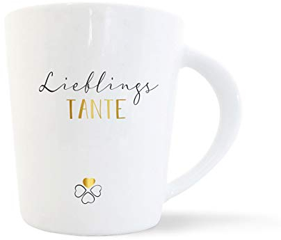 mintkind® Kaffeebecher Lieblingstante | Porzellan Kaffee Becher Tasse Weiß | Geschenk für die Tante | Geburtstag, Ostern, Weihnachten | Geschenkidee Teetasse Porzellan-Tasse