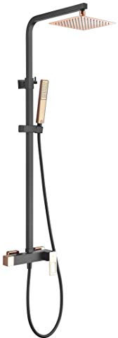 Barra ducha extensible con mango de ducha cuadrado Imex Suecia Negro Oro Rosa BDC032-NOR