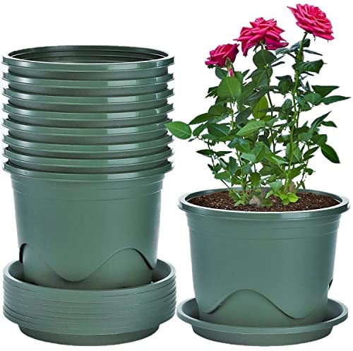 KAHEIGN 6Pz Plastica Vasi per Piante, 22CM Addensare Vaso di Fiori Root-Control Fioriera per Piante da Vivaio Decorativo Contenitore per Piante da Giardino per Piante Bonsai Interno Esterno (Verde)